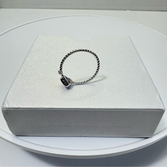 Pink Love Heart Premium Zircon 925 Sterling Silver Cross Band Rings - Picture 15 of 15